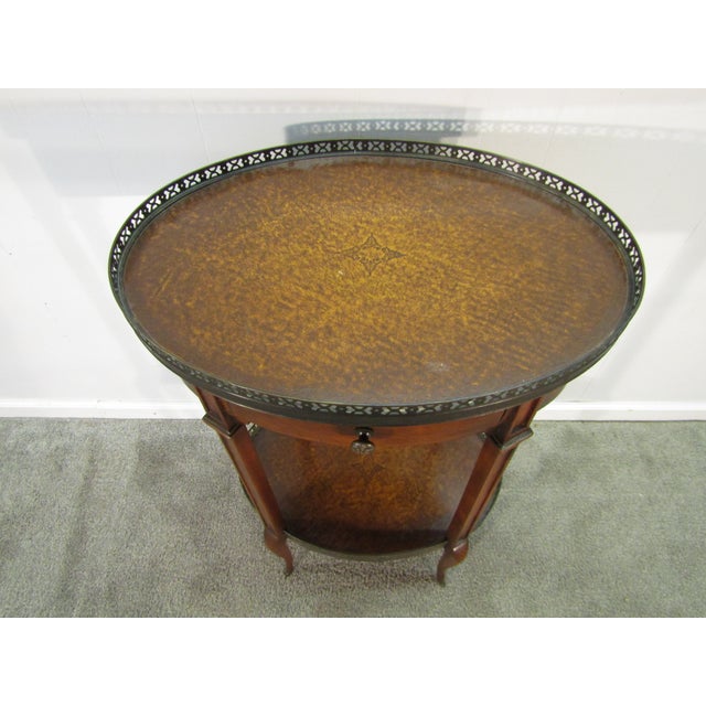 2000 - 2009 Theodore Alexander Mahogany and Leather Top Accent Table For Sale - Image 5 of 8