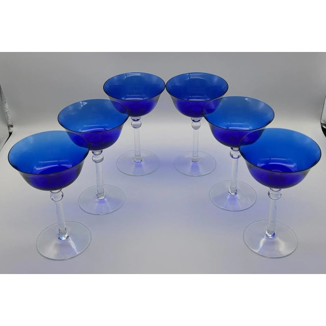 A versatile classic deco shape in a lovely jewel tone sapphire/cobalt blue is right here to grace your table or bar. A...