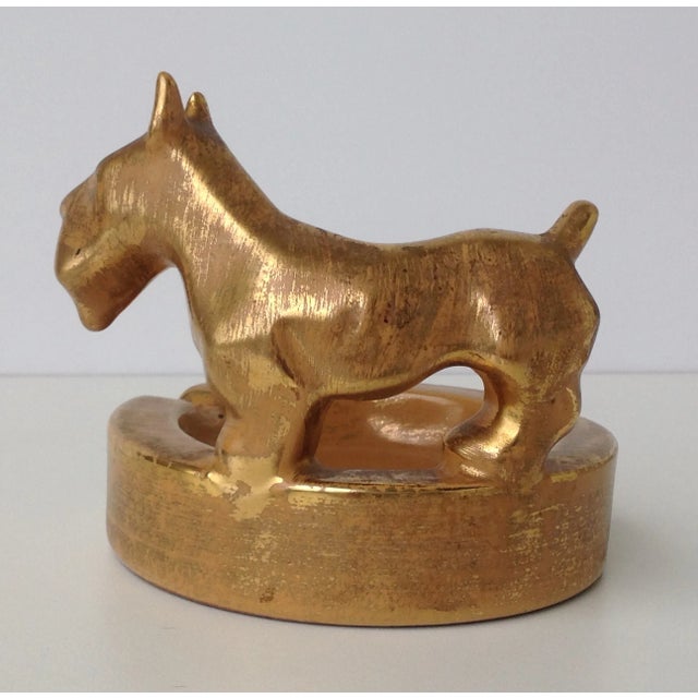 Metal C.1960's Mid-Century Original Stangl Vintage Scottie Dog Gilt Strie Ashtray, Catchall Dish For Sale - Image 7 of 11