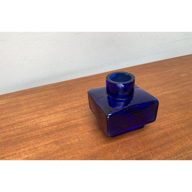Blue Mid-Century Scandinavian Block Glass Vase, 1960s For Sale - Image 8 of 18