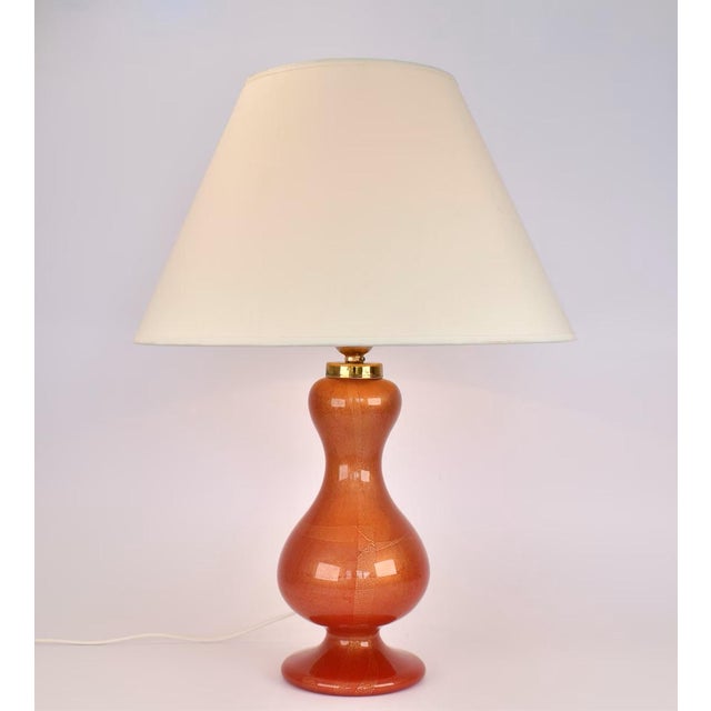 Mid Century Modern Murano Glass Table Lamp Ruby Red and Gold | Barovier and Toso Italian Accent Light Vintage Hollywood Regency Maximalist 1950s For Sale - Image 9 of 9