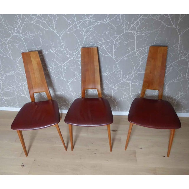 Vintage Leather and Wooden Chairs, 1960s, Set of 6 For Sale - Image 6 of 9