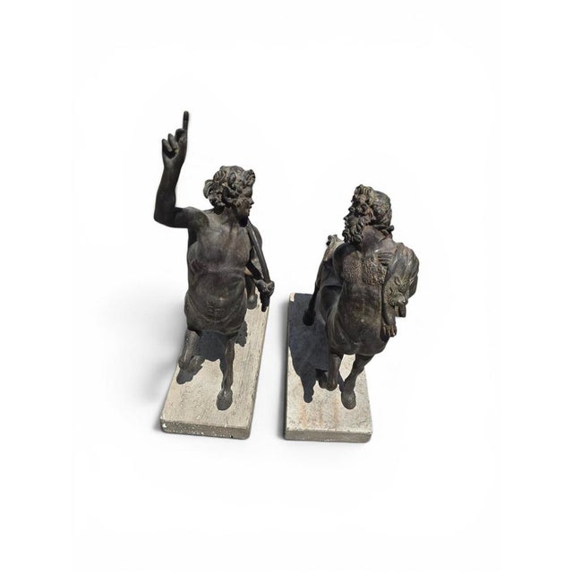 Patinated Centaur Sculptures, Bronzes on Marble Bases, Early 20th Century, Set of 2 For Sale - Image 12 of 14