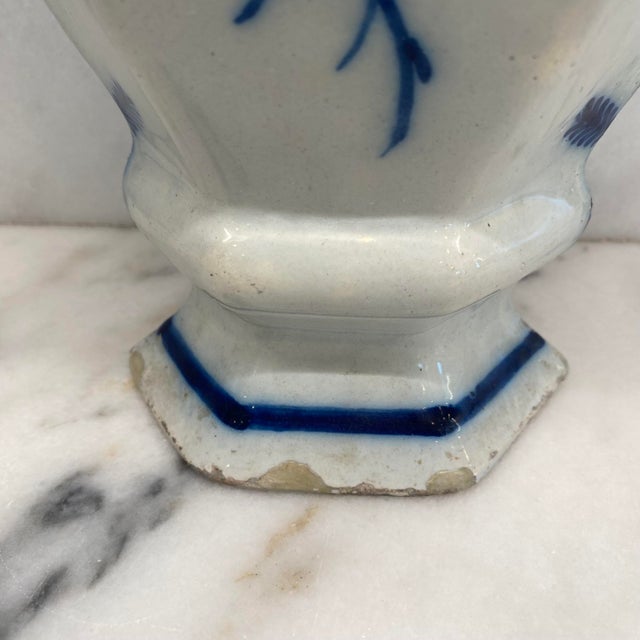 Early Antique Dutch Delft Blue and White Floral Vase, Netherlands For Sale - Image 15 of 18