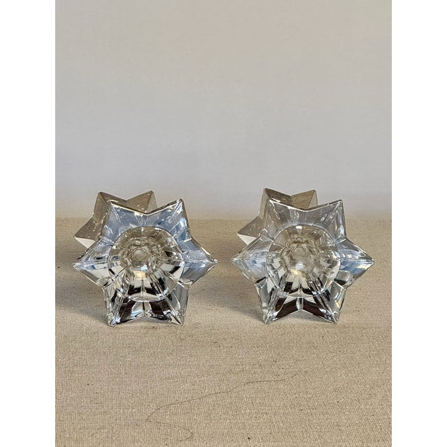 Vintage Crystal Star Candlesticks- a Pair For Sale In Los Angeles - Image 6 of 6