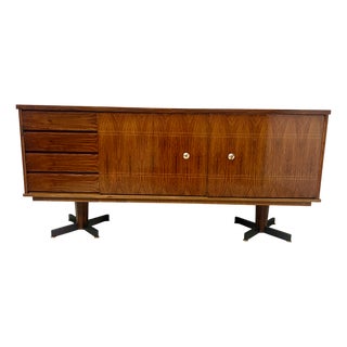 Scandinavian Sideboard in Veneered Wood with Iron Legs For Sale