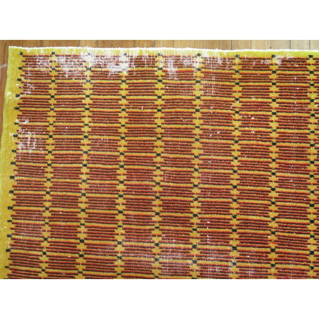 Mid 20th Century Yellow Field Turkish Deco Rug For Sale In New York - Image 6 of 6