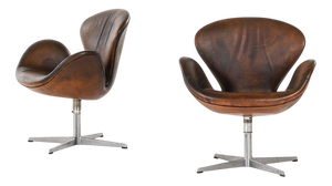 Easy Chairs in Aluminium and Leather by Arne Jacobsen, 1970s, Set of 2