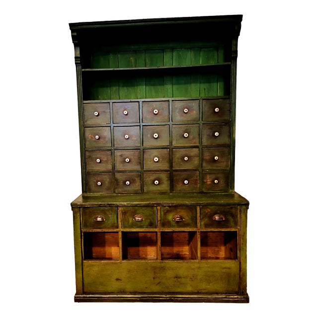Mature Green Chest of Drawers, 1890s, Set of 2 For Sale