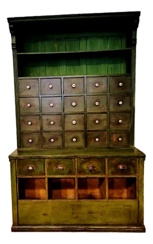 Mature Green Chest of Drawers, 1890s, Set of 2