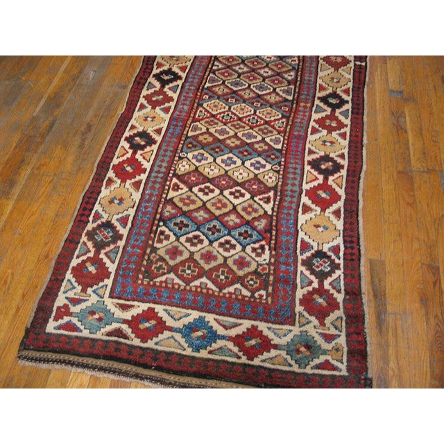 1900s Multicolor Geometric Antique Nw Persian Rug 3'4" X 8'8" Handknotted Wool Carpet For Sale - Image 4 of 6