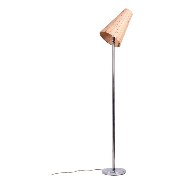 Bauhaus Floor Lamp in Tubular Chrome-Plated Steel, Czech, 1940s For Sale