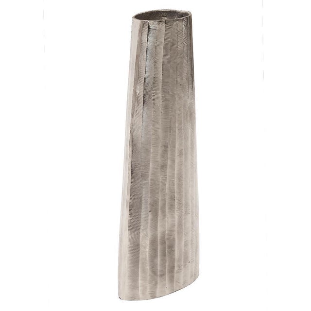 Kenneth Ludwig Chicago Silver Chiseled Metal Vase For Sale - Image 4 of 6