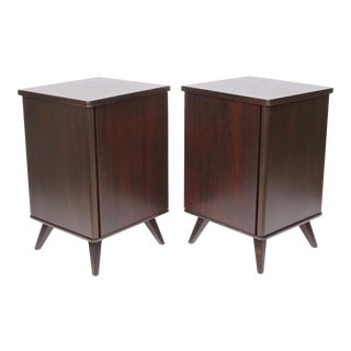 Swedish Moderne Dark Walnut Bedside Cabinets, 1940s - A Pair For Sale