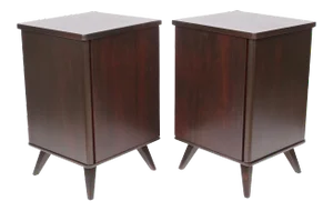 Swedish Moderne Dark Walnut Bedside Cabinets, 1940s - A Pair