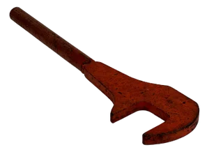 Vintage Industrial Salvage Large Orange Heavy Metal Wrench for Decorative Purposes Objet d'Art
