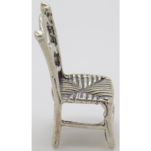Vintage Italian Handmade Genuine Silver Chair Dollhouse Miniature From Tuscany, 1970s Solid 800 Silver Miniature Furniture and Decor For Sale - Image 6 of 10