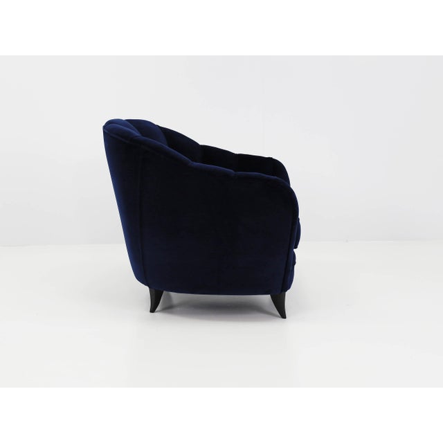Mod. Shell Chairs in Deep Blue Velvet by Gio Ponti for Case E Giardini, Italy, 1950, Set of 2 For Sale - Image 9 of 16