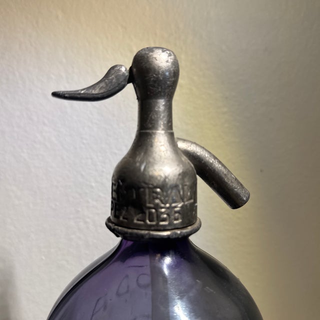 Antique Pedro Francisco Adamo Purple Seltzer Bottle From Argentina For Sale - Image 4 of 10