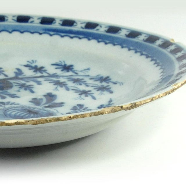 Large Dutch Delftware Blue and White Plate, 1700s For Sale - Image 6 of 10