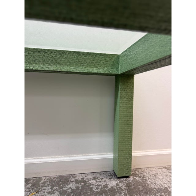 Late 20th Century Faux Shagreen Green Side Table With Glass Inset Top For Sale - Image 9 of 11