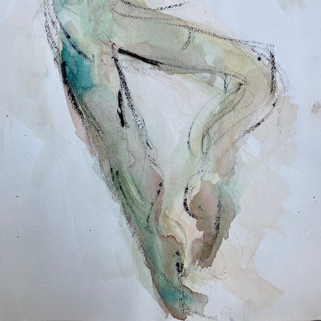 Abstract 1970’s Original Abstract Dancing Figure Watercolor Painting For Sale - Image 3 of 5