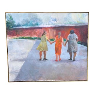 Mid 20th Century Pat Berger Acrylic Painting “Ladies Life” For Sale