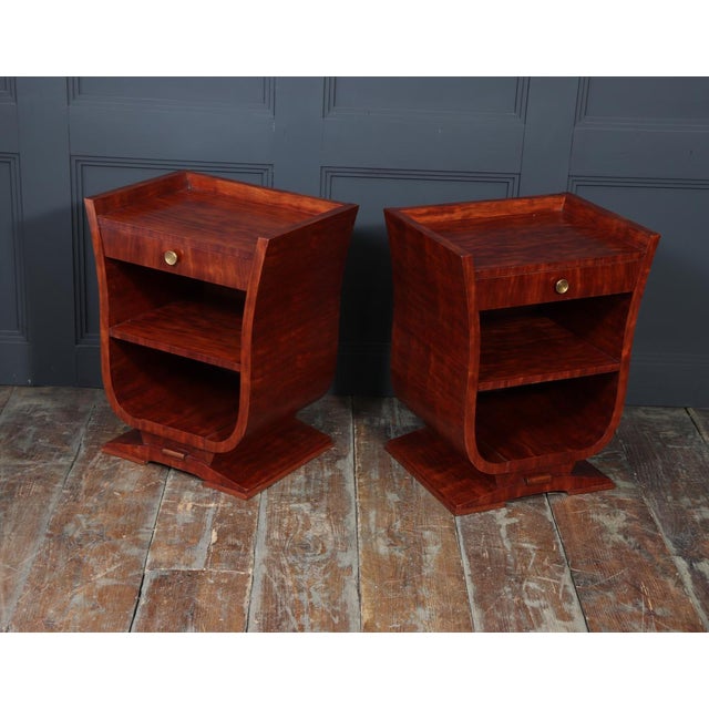 Art Deco French Tulip-Form Bedside Cabinets in Bubinga, 1925, Set of 2 For Sale - Image 9 of 14