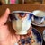 Antique Gaudy Welsh Crescent Pinwheel Flow Blue Cups & Saucers, Set of 5, Circa 1840s For Sale - Image 6 of 12