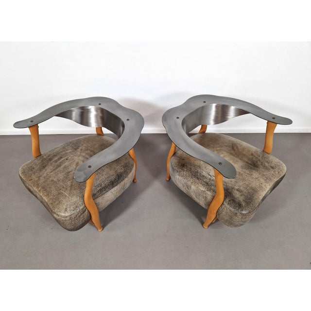 Pair of 'Fantasy Island' armchairs by Kurt Beier. These arly 1990s loungers are in fantastic original condition. Beech...