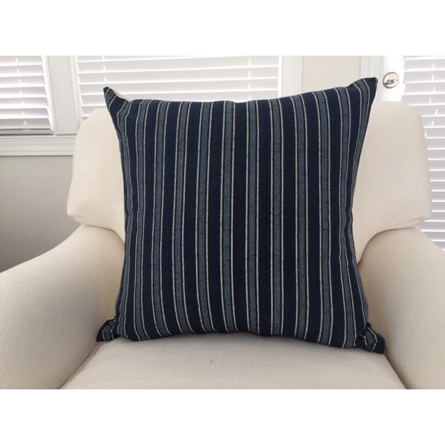 Ralph Lauren Navy, Medium Blue & Off White "Bungalow" Striped Pillow