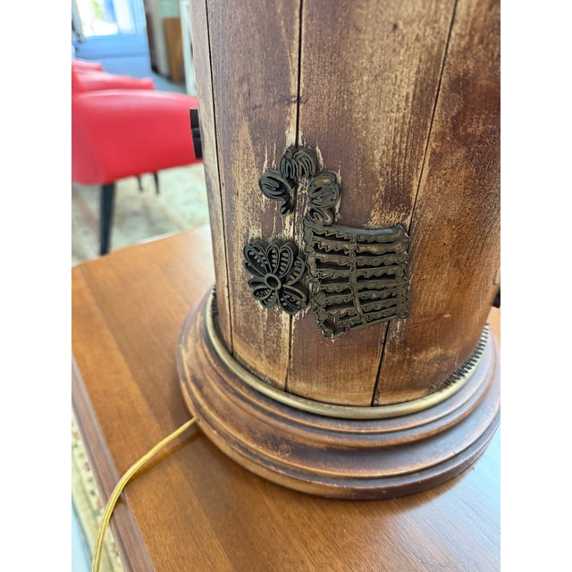 Wood Mid 20th Century Mabro Lamp Company Carved Flower Table Lamp, Large For Sale - Image 7 of 12