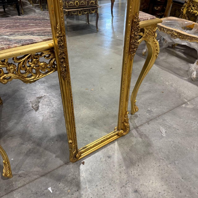 Glass French Baroque Style Gold Woman Floor Mirror For Sale - Image 7 of 8