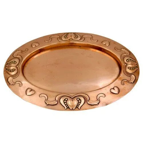 Antique English Arts & Crafts Handmade Copper Tray For Sale - Image 4 of 4