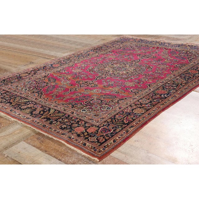 Red Antique Persian Kashan Rug, 04'06 X 06'10 For Sale - Image 8 of 10