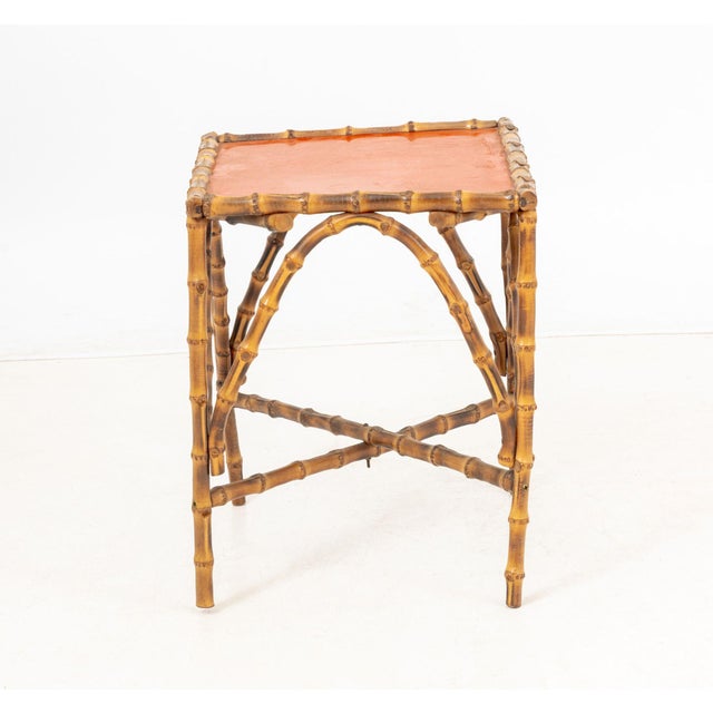 Bent Bamboo Red Painted Top Side Table For Sale In New York - Image 6 of 6
