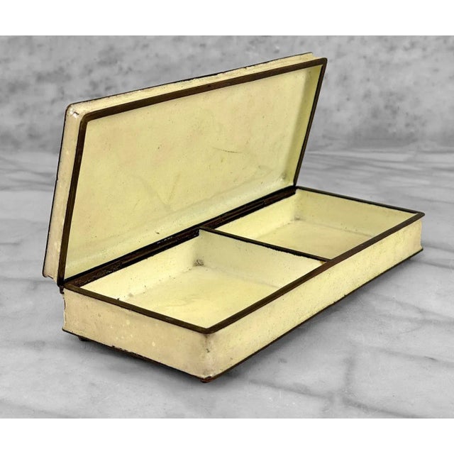 Chinese Vintage Chinese Brass & Enamel Floral Divided Cigarette Dresser Storage Box For Sale - Image 3 of 10