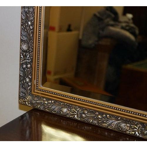 Vintage Silver and Gold Bevelled Mirror, 1940s For Sale - Image 6 of 9