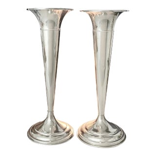 Antique Sterling Silver Dominick & Haff Centerpieces Vases - Set of 2 For Sale