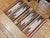 Vintage Native American Navajo Area Rug, Handwoven Wool, Geometric Band Pattern, Ivory, Rust, Purple, Yellow, 2x3 For Sale - Image 10 of 14