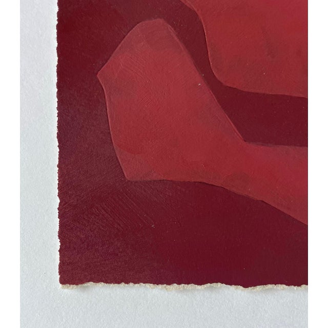 Contemporary 2026 "Le Zinie" Botanical Abstract Painting on Cotton Paper by Artist r.k. Red For Sale - Image 3 of 4