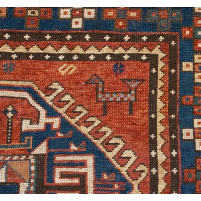 19th Century Geometric Medallion Kazak Rug For Sale - Image 4 of 5