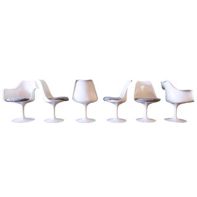Early Tulip Chairs by Eero Saarinen for Knoll Tulip Chair Set of 6 1960s For Sale - Image 9 of 14