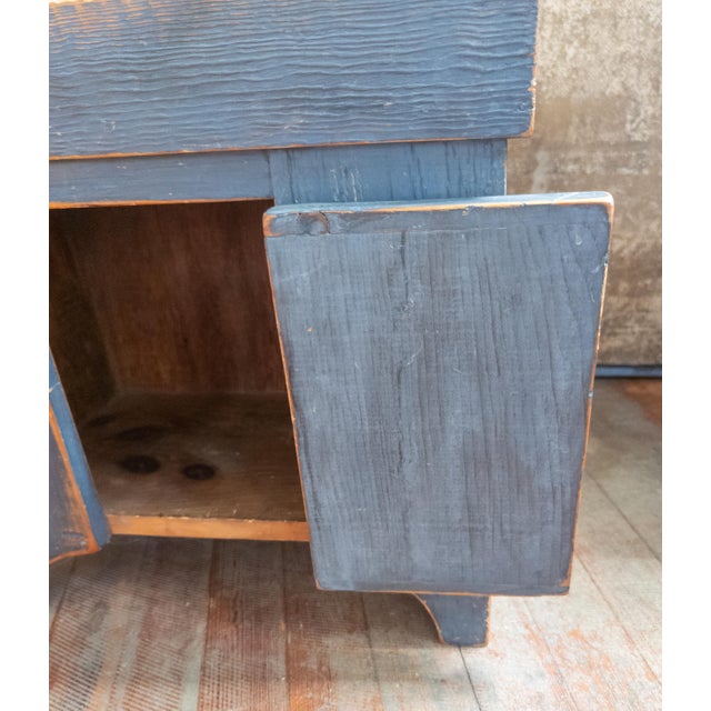 Wood 20th Century Child's Size Miniature Dry Sink in Blue Paint For Sale - Image 7 of 12