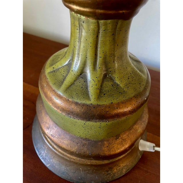 Large Bronze-Green Ceramic Lamp, 1950s For Sale - Image 16 of 18