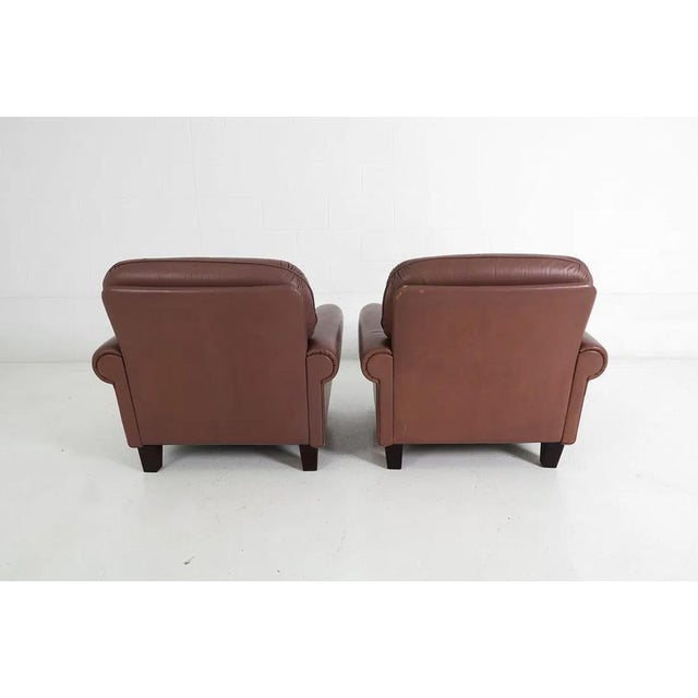 Pair Tufted Leather Lounge Chairs Pair Mid Century EuroVintage For Sale - Image 15 of 16