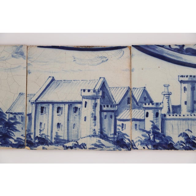 19th Century Set of Four Tiles Depicting a Fortress, Portuguese Baroque For Sale - Image 4 of 10