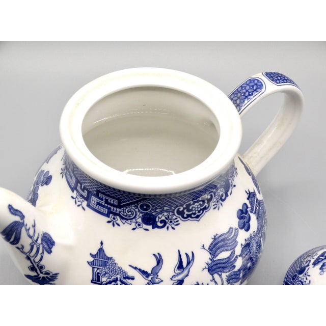 Ceramic English Blue Willow Ware Teapot For Sale - Image 7 of 9