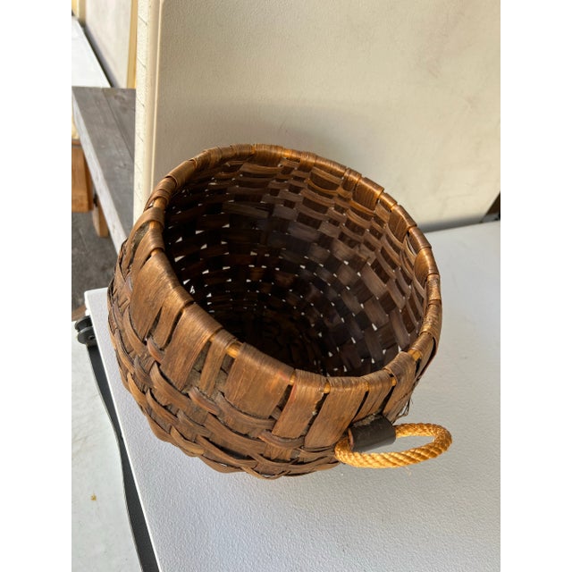 Mid 20th Century Mid 20th Century Mid Century Round Bentwood Basket Handmade in Italy For Sale - Image 5 of 6