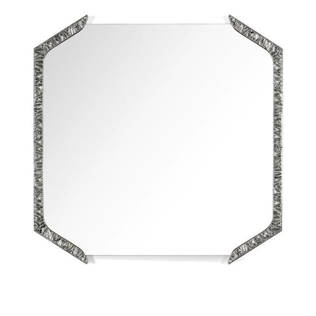 Alentejo Square Mirror in Cast Brass with Nickel Bath from Insidherland For Sale